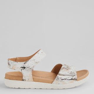 RIKKO XW - WHITE&BLACK CROC PRINT LEATHER SANDALS