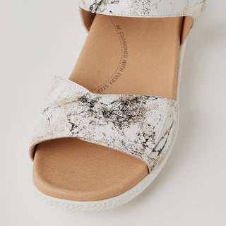 RIKKO XW - WHITE&BLACK CROC PRINT LEATHER SANDALS
