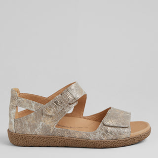 ROYDE XW - TAUPE&GOLD CROC PRINT LEATHER SANDALS