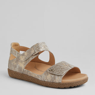 ROYDE XW - TAUPE&GOLD CROC PRINT LEATHER SANDALS