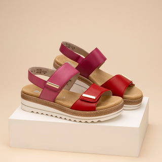 DOQ59 - ORANGE FUCHSIA LEATHER SANDALS