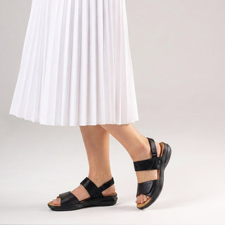 COMO - BLACK LIZARD PRINT LEATHER SANDALS