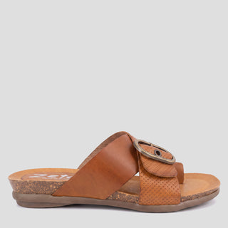 RIVKA - TAN LEATHER SANDALS