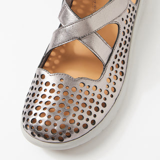 SACHET XF - PEWTER LEATHER FLATS