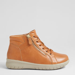 SHAUNAT XF - TAN LEATHER LACE-UP ANKLE BOOTS