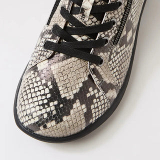 SHAUNAT XF - BLACK & WHITE SNAKE PRINT LEATHER ANKLE BOOTS