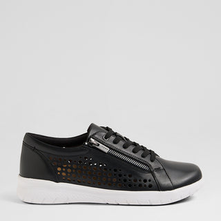 SHOVO XF - BLACK LEATHER WHITE SOLE SNEAKERS