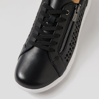 SHOVO XF - BLACK LEATHER WHITE SOLE SNEAKERS