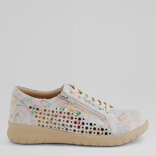 SHOVO XF - NUDE FLORAL LEATHER SNEAKERS