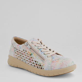 SHOVO XF - NUDE FLORAL LEATHER SNEAKERS