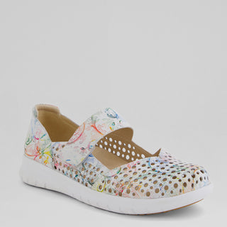 SINDIS XF - ALMOND FLORAL LEATHER FLATS