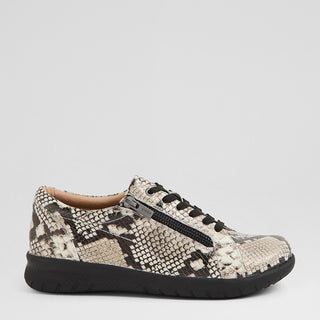 SOLAR XF - BLACK WHITE SNAKE PRINT LEATHER SNEAKERS