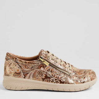 SOLAR XF - CHOC&GOLD PAISLEY PRINT LEATHER SNEAKERS