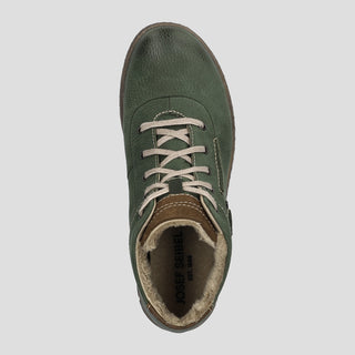 STEFFI 53 - GREEN LEATHER LACE UP ANKLE BOOTS