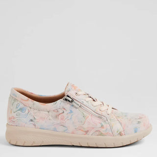 SOLAR W - NUDE FLORAL PRINT LEATHER SNEAKERS