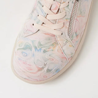 SOLAR W - NUDE FLORAL PRINT LEATHER SNEAKERS