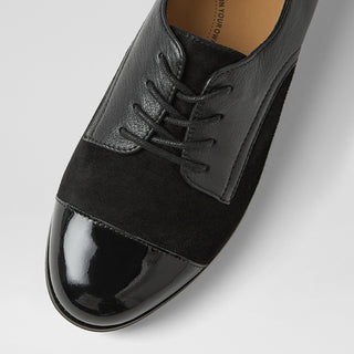 TOBIN XF - BLACK MIX LEATHER LACE-UP FLATS