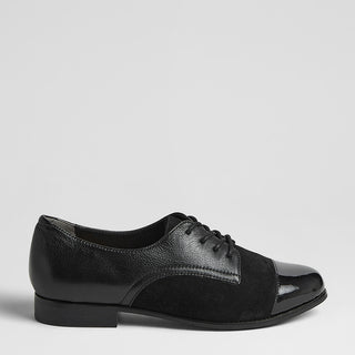 TOBIN XF - BLACK MIX LEATHER LACE-UP FLATS