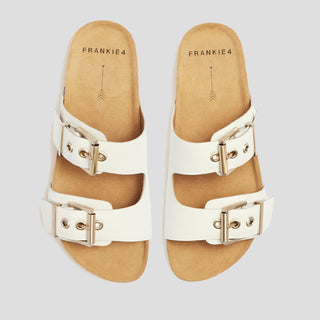 TOMMY - SOFT WHITE TUMBLED LEATHER SANDALS