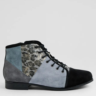 TYRAH XF - SLATE SUEDE MULTI LEATHER ANKLE LACE UP BOOTS