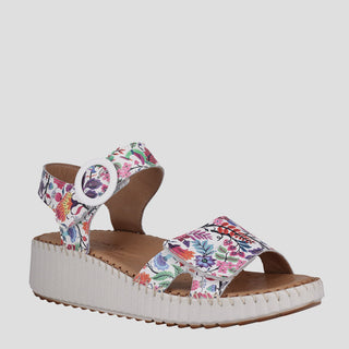 TINA - FLORAL PRINT LEATHER SANDALS