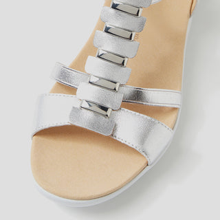 ULOVER W - SILVER LEATHER ELASTIC SANDALS