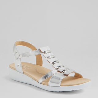 ULOVER W - SILVER LEATHER ELASTIC SANDALS
