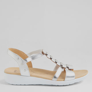 ULOVER W - SILVER LEATHER ELASTIC SANDALS