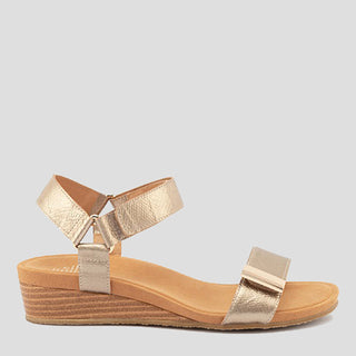 UTICA - CHAMPAGNE SPRITZ LEATHER WEDGE HEEL SANDALS