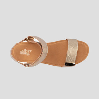 UTICA - CHAMPAGNE SPRITZ LEATHER WEDGE HEEL SANDALS