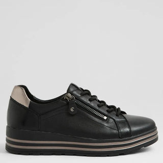 VAMRA XF - BLACK-PEWTER LEATHER SNEAKERS