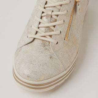 VAMRA XF - IVORY LIZARD-GOLD LEATHER SNEAKERS