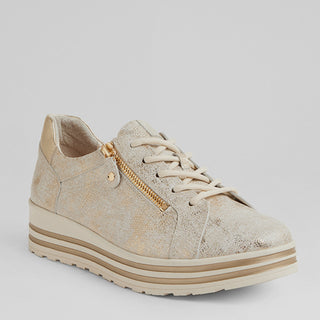 VAMRA XF - IVORY LIZARD-GOLD LEATHER SNEAKERS