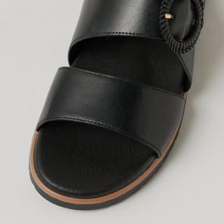 VATHA W - BLACK LEATHER SANDAL SLIDE