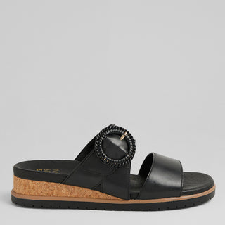 VATHA W - BLACK LEATHER SANDAL SLIDE