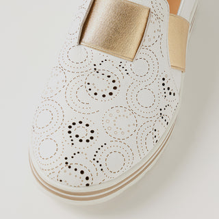 VIBEL XF - WHITE-PALE GOLD LEATHER FLATS