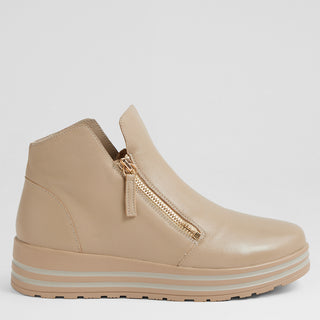 VIMMA XF - CAFE LEATHER ANKLE BOOTS