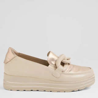 VYRONS XF - ALMOND-CHAMPAGNE LEATHER LOAFERS FLATS