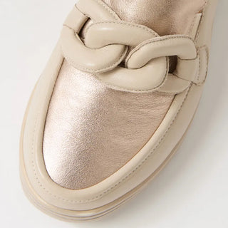 VYRONS XF - ALMOND-CHAMPAGNE LEATHER LOAFERS FLATS