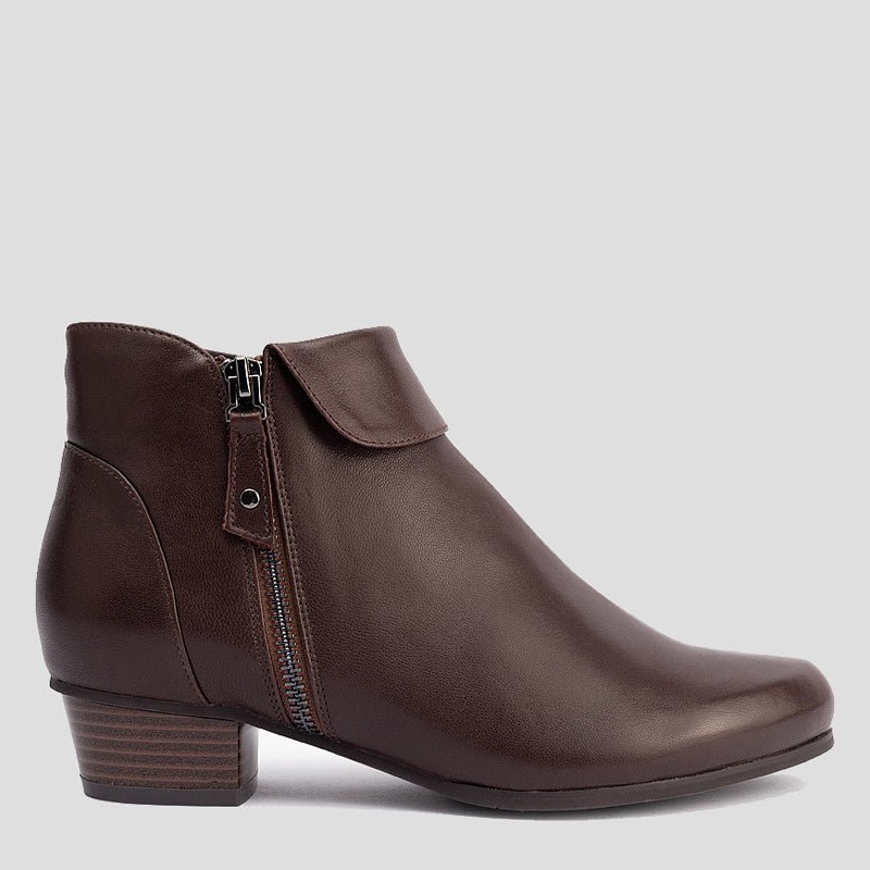 XANTHIPPE - BROWN LEATHER ANKLE BOOTS – Ians Shoes for Women