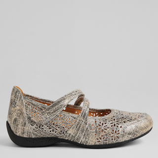 XODDIE W - BLACK LIZARD PRINT LEATHER FLATS