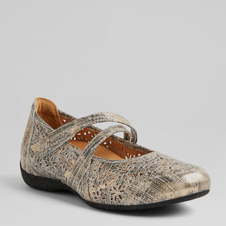 XODDIE W - BLACK LIZARD PRINT LEATHER FLATS