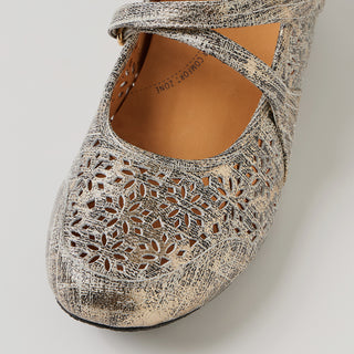 XODDIE W - BLACK LIZARD PRINT LEATHER FLATS