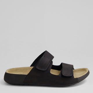 YAVA W - BLACK LEATHER SANDAL SLIDES