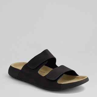 YAVA W - BLACK LEATHER SANDAL SLIDES
