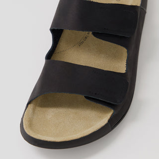 YAVA W - BLACK LEATHER SANDAL SLIDES