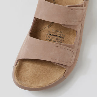 YAVA W - DARK TAUPE LEATHER SANDAL SLIDE