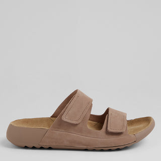 YAVA W - DARK TAUPE LEATHER SANDAL SLIDE