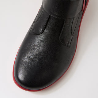 YEDD XF - BLACK-DARK RED LEATHER ANKLE BOOTS