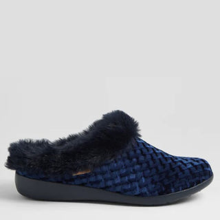 ZIERA FIFI XW - NAVY EMBOSS SLIPPERS